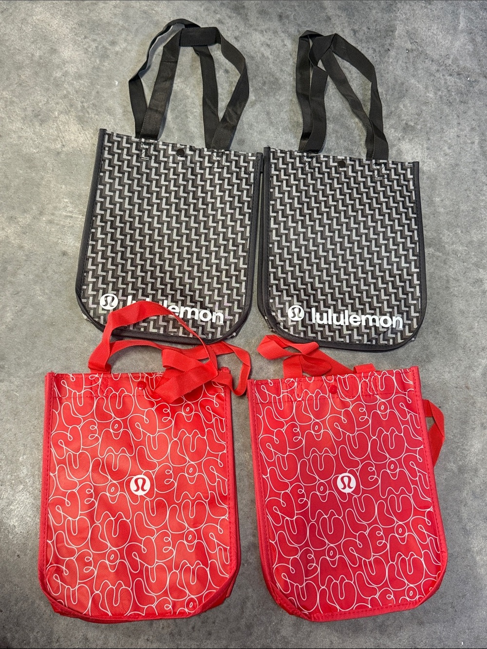 Lululemon Reusable Shopping Bag Bundle Set of 4 Mixed Print Tote Bags Eco